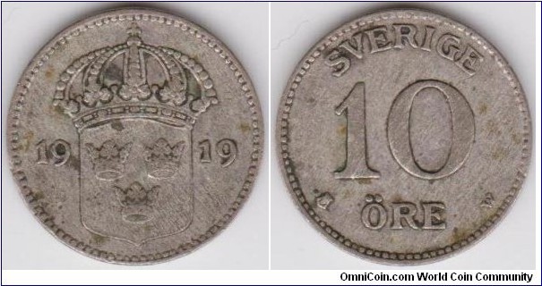 1919 Sweden 10 Öre