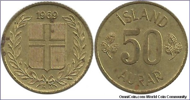 Iceland 50 Aurar 1969