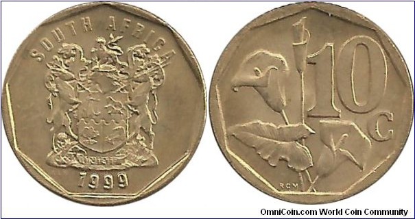 SouthAfrica 10 Cents 1999 English