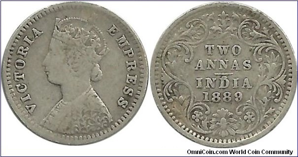 India-British 2 Annas 1889