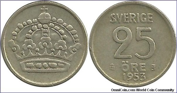 Sweden 25 Öre 1953