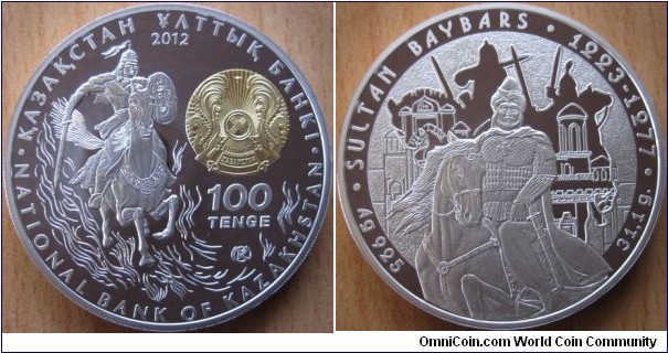 100 Tenge - Sultan Baybars - 31.1 g Ag .925 Proof (partially gilded) - mintage 15,000