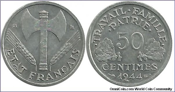France 50 Centimes 1944B