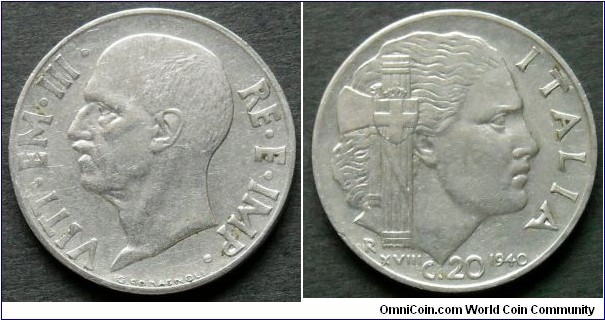 Italy 20 centesimi. 1940