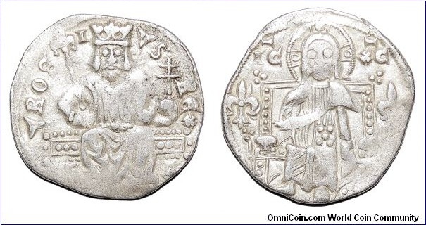 SERBIA (1st KINGDOM)~AR Dinar 1282-1321 AD. Under King: Stefan Uros II~Milutin. *RARE*