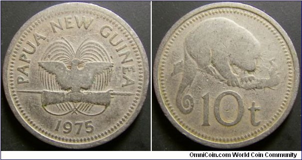 Papua New Guinea 1975 10 toea. Weight: 5.57g. 