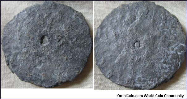 very worn and corroded william and may tin halfpenny