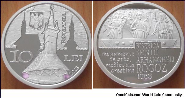 10 Lei - 350 years of Rogoz church - 31.1 g 0.999 silver Proof - mintage 500 pcs only !