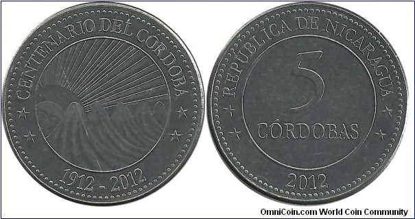 Nicaragua 5 Cordobas 2012 - commemorative coin