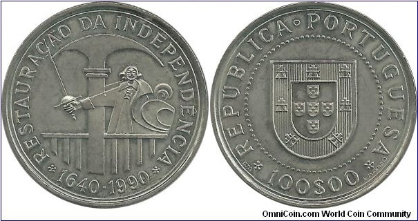 Portugal 100 Escudos 1990-Restoration of Independence, 350th Year