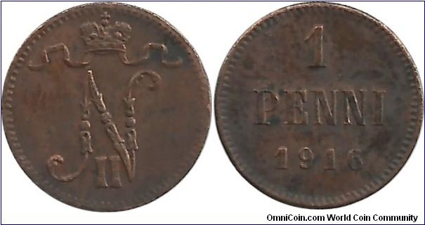 Finland-Grand Duchy 1 Penni 1916