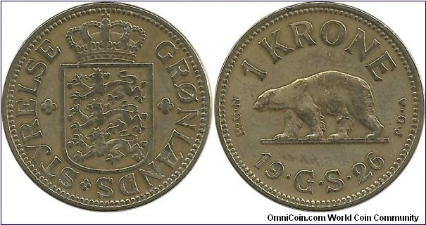 Grønland 1 Krone 1926 (Aluminum-Bronze)