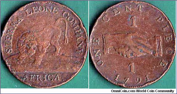 Sierra Leone Company 1791 1 Cent.