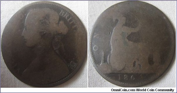 1864 wider date penny.