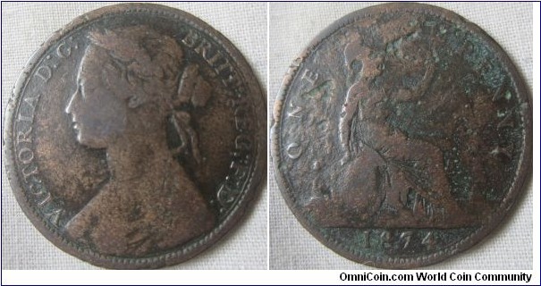 7+G 1874 penny rated R8 in freeman
