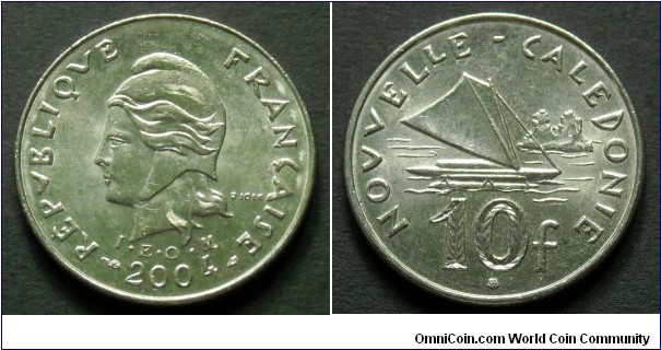 New Caledonie 10 francs. 2004 (I.E.O.M)