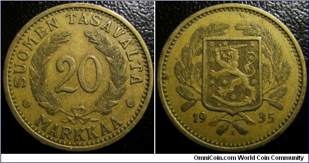 Finland 1935 20 markkaa. Weight: 12.96g