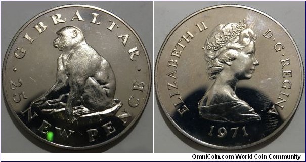 25 New Pence (Gibraltar - British Overseas Territory / Queen Elizabeth II // SILVER 0.500 / 28.28g / ⌀38.5mm / Low Mintage: 20.000 pcs / PROOF) 