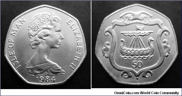 Isle of Man 50 pence. 1984 (AA) 500th Anniversary of the College of Arms.