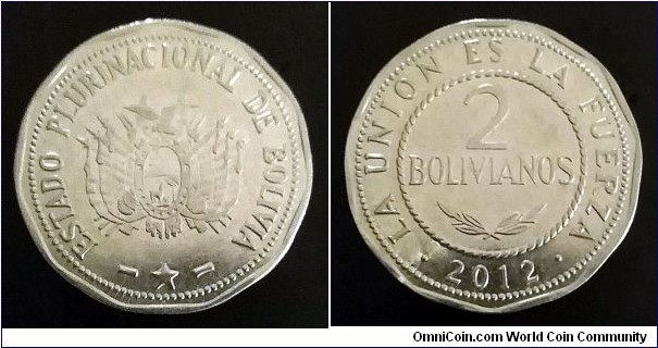 Bolivia 2 bolivianos. 2012