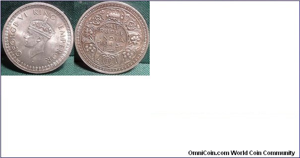 a Ungraded British/India  Silver half rupee 