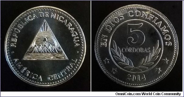 Nicaragua 5 cordobas. 2014
