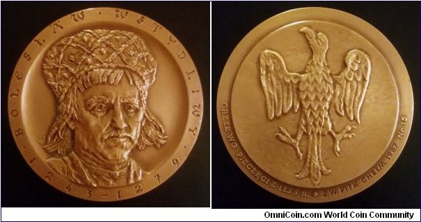 Polish medal - Bolesław V the Chaste. Image of the Eagle by the seal from the year 1255 on reverse.