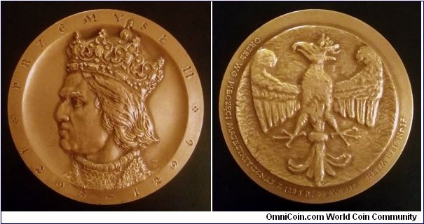 Polish medal - Przemysł II.  Image of the Eagle by the seal from the year 1295 on reverse.