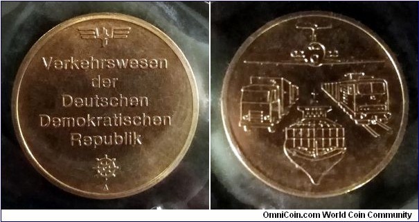 Mint token - Verkehrswesen der DDR from plastic folder containing two 5 mark coins from 1988.