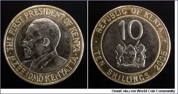 Kenya 10 shillings. 2005 (III)