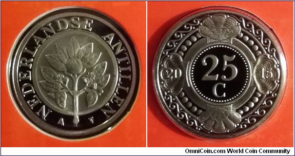 25 cents from Curaçao and Sint Maarten 2015 mint set. Mintage: 1.500 pcs.