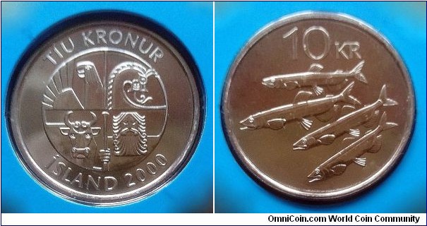 Iceland 5 krónur from 2000 mint set. Mintage: 10.000 pcs.