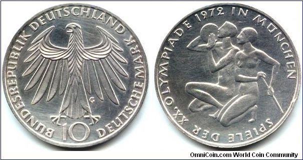 Germany, 10 mark 1972.
XX Olympic Games in Munich.