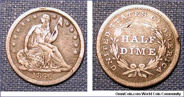 1840 Liberty Seated Half Dime .900 Silver