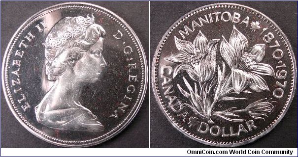 1970 Manitoba specimen nickel dollar.