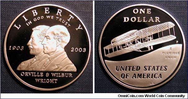 2003-P First Flight Commemorative Silver Dollar Proof