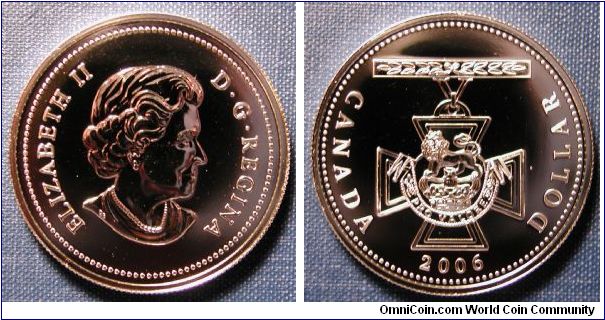 2006 Canada Silver Dollar.  150th Anniversary of the establishment of the Victoria Cross (1856-2006).  

99.99% Silver
36mm
25g