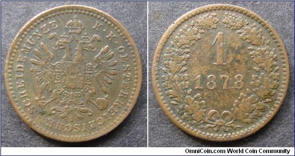 1 kreuzer
Diameter: 19 mm
Copper
Mintage 11.599.000 coins.
Small eagle