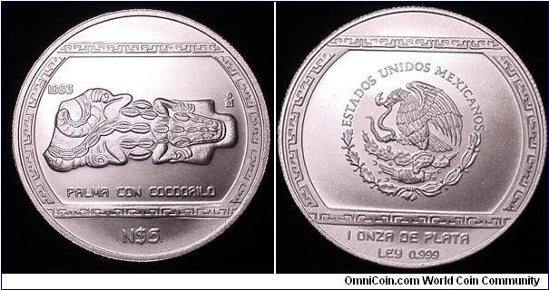 1993 Mexico 1 oz BU Silver Totonac Palma con Cocodrilo (Palm with Crocodile)

*****SOLD*****