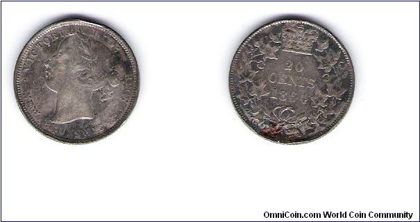1863 New Brunswick 20 cent piece