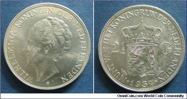 2.5 gulden, Wilhelmina, 0.720 silver
