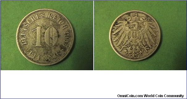 German Empire 1905-F 10 PFENNIG