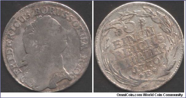 Prussia - 1770 1/3rd thaler.