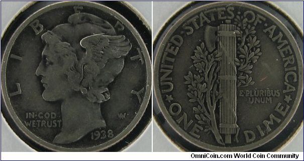 1938 American 10 Cents Mercury