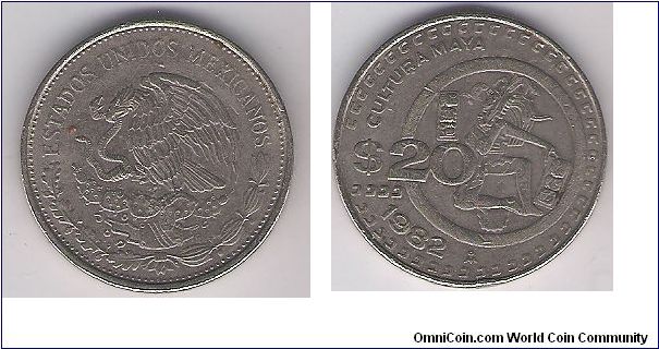 Mexico 1982 $20 peso coin.