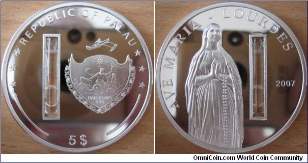 5 Dollars - Water of Lourdes - 25 g Ag 999 - mintage 2,500