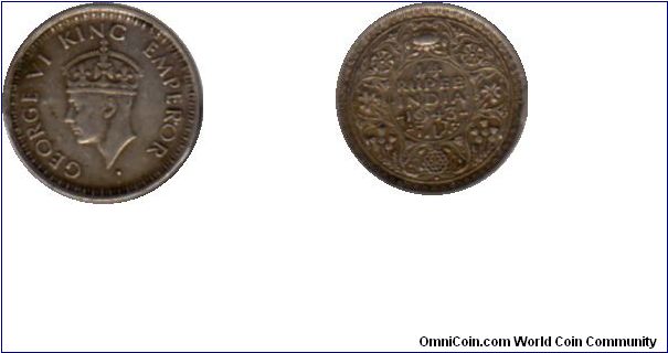 British India silver 1/4 rupee