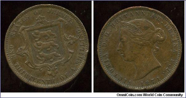 1871
1/13 of a Shilling
Shield & coat of arms
Queen Victoria