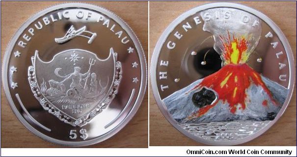 5 Dollars - Volcano - 25 g Ag 925 (with volcanic rock insert) - mintage 2,500