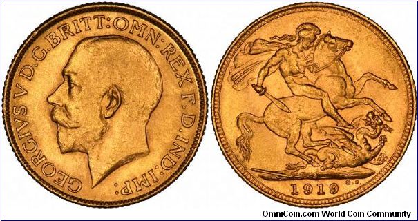 Sydney Mint sovereign of George V.